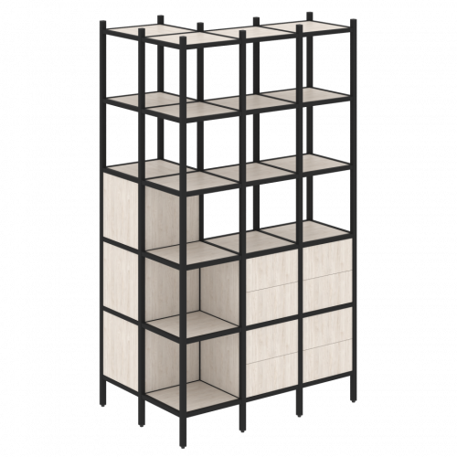 Loft Угловой внешний стеллаж наборный VR.L-54 Денвер светлый/Чёрный металл 862*1278*2280