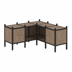 Loft Угловой внутренний стеллаж наборный VR.L-27 Дуб аризона/Чёрный металл 1278*1278*636