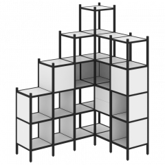 Loft Угловой внутренний стеллаж наборный VR.L-44 Белый бриллиант/Чёрный металл 1694*1278*2280