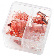 Набор мелкоофисный Deli 78551 гвоздики 50шт скрепки 100шт золотистый металл пластиковая туба