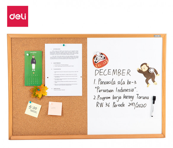 Доска комбинированная Deli 8753 пробка/лак желтый 60x90см деревянная рама