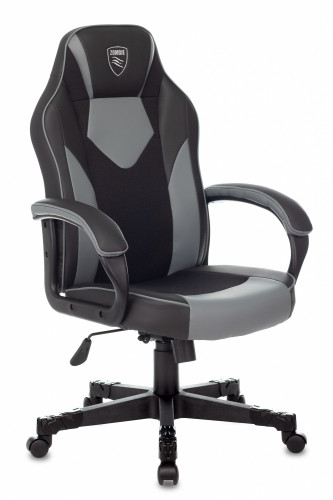 Кресло игровое Zombie GAME 17 черный/серый эко.кожа/ткань крестов. пластик
