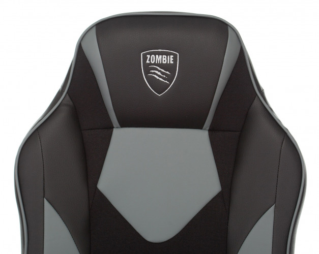 Кресло игровое Zombie GAME 17 черный/серый эко.кожа/ткань крестов. пластик