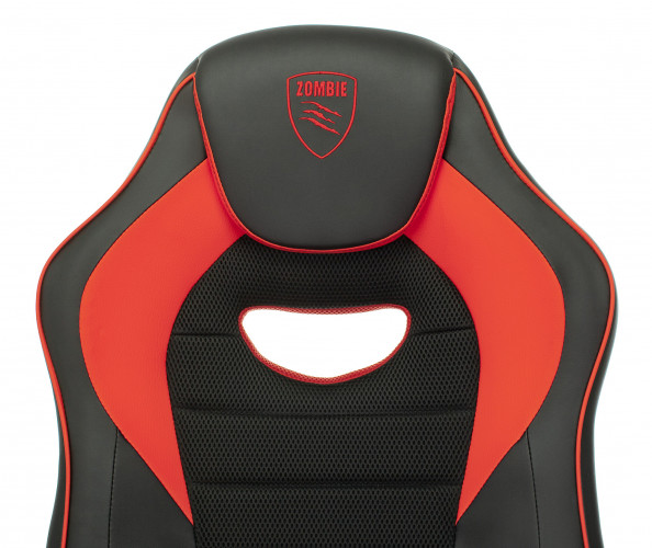 Кресло игровое Zombie GAME 16 черный/красный эко.кожа/ткань крестов. пластик