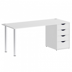 Home Office Стол письменный VR.SP-3-178.4 Белый бриллиант/Хром опоры 1780*720*750