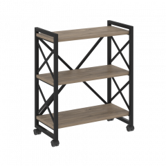 Loft Стеллаж на колесных опорах-3 полки VR.L-MST.K-3.8 Тиквуд тёмный/Чёрный металл 800*400*968