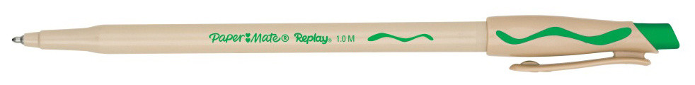 Ручка шариков. Paper Mate Replay S0183001 бежевый мат. d=1.0мм зел. черн. кор. 1стерж. стираемые чернила зеленый