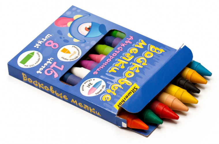 Восковые мелки Silwerhof Jumbo Монстрики двусторонние 16цв. дл.100ммд.10мм картон.кор.