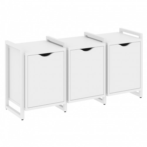 Loft Тумба на регулируемых опорах наборная. Вариант №5 VR.L-TN-5.O Белый бриллиант/Белый металл 1440*460*719