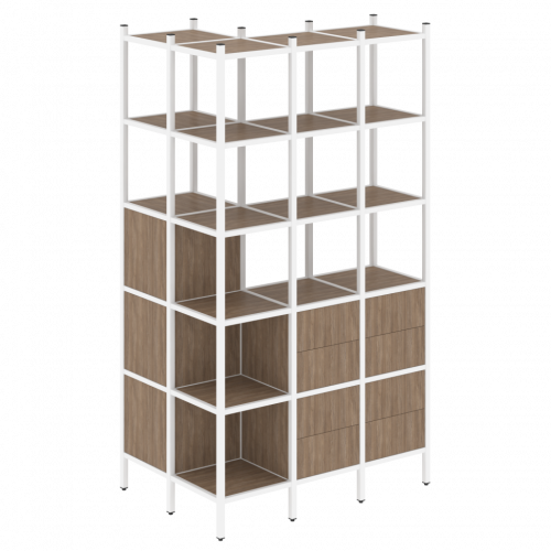 Loft Угловой внешний стеллаж наборный VR.L-54 Дуб аризона/Белый металл 862*1278*2280