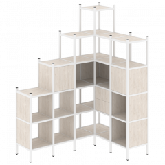 Loft Угловой внутренний стеллаж наборный VR.L-44 Денвер светлый/Белый металл 1694*1278*2280