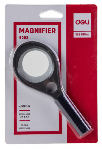 Лупа Deli E9092 d=50мм x3 черный блистер