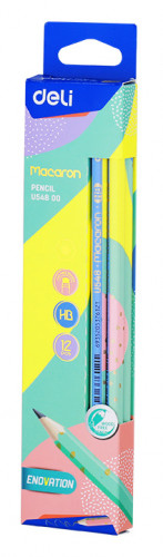 Карандаш ч/г Deli EU54800-1 Macaron HB шестигран. пластик коробка/европод. (1шт) ластик