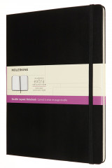 Блокнот Moleskine CLASSIC DOUBLE NB413HBK XLarge 190х250мм 192стр. линейка/нелинованный твердая обложка черный