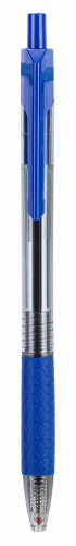 Набор ручек шариков. автоматическая Deli Arrow EQ01930-P прозрачный/синий d=0.7мм син. черн. (12шт) резин. манжета