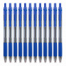 Набор ручек шариков. автоматическая Deli Arrow EQ01930-P прозрачный/синий d=0.7мм син. черн. (12шт) резин. манжета