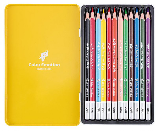 Карандаши цв. Deli EC00205 Color Emotion липа 12цв. мет.кор.