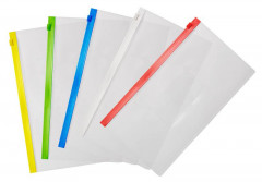 Папка на молнии ZIP Бюрократ -BPM6A/1 полипропилен 0.15мм карм.для визит. цвет молнии ассорти Travel формат