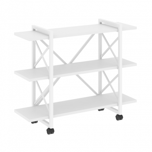Loft Стеллаж на колесных опорах-3 полки VR.L-MST.K-3.8V Белый бриллиант/Белый металл 1200*400*968