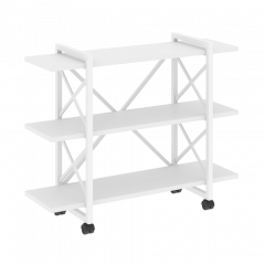 Loft Стеллаж на колесных опорах-3 полки VR.L-MST.K-3.8V Белый бриллиант/Белый металл 1200*400*968