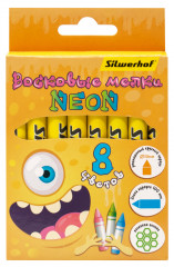 Восковые мелки Silwerhof Neon Монстрики 8цв. дл.100ммд.10мм картон.кор.