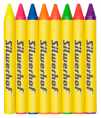 Восковые мелки Silwerhof Neon Монстрики 8цв. дл.100ммд.10мм картон.кор.