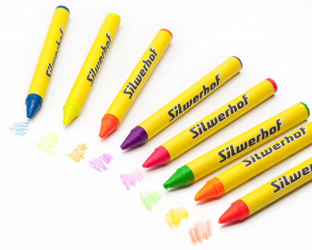 Восковые мелки Silwerhof Neon Монстрики 8цв. дл.100ммд.10мм картон.кор.