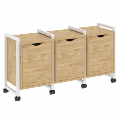 Loft Тумба на колесных опорах наборная. Вариант №5 VR.L-TN-5.K Тиквуд светлый/Белый металл 1440*460*767