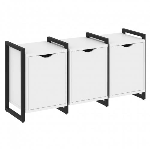 Loft Тумба на регулируемых опорах наборная. Вариант №5 VR.L-TN-5.O Белый бриллиант/Чёрный металл 1440*460*719