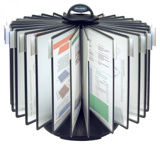 Демосистема Brauberg 231237 для рекламных материалов пластик 56x47см A4 на подставке настольная серый/чёрный 60л 30п вращающаяся
