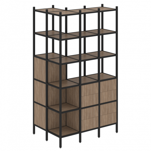 Loft Угловой внешний стеллаж наборный VR.L-54 Дуб аризона/Чёрный металл 862*1278*2280