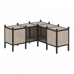 Loft Угловой внутренний стеллаж наборный VR.L-27 Дуб аттик/Чёрный металл 1278*1278*636