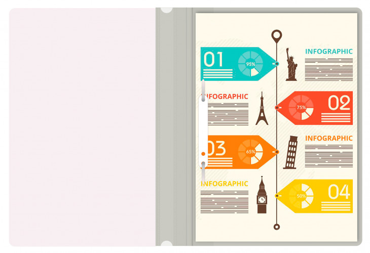 Папка-скоросшиватель Buro -PSE20BU/GREY A4 прозрач.верх.лист пластик серый 0.11/0.13