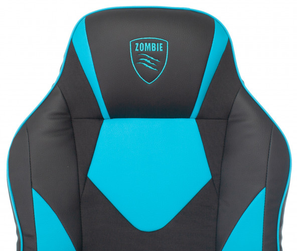 Кресло игровое Zombie GAME 17 черный/синий эко.кожа/ткань крестов. пластик