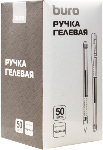 Ручка гелев. Buro Urgent d=0.7мм черн. черн. кор.карт. сменный стержень линия 0.5мм резин. манжета