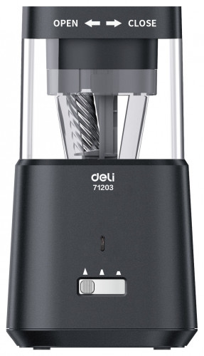 Точилка для карандашей электрическая Deli E71203-GY 1 отверстие пластик темно-серый (батарея)