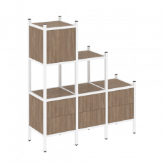 Loft Прямой стеллаж наборный VR.L-12 Дуб аризона/Белый металл 1278*446*1458