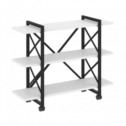 Loft Стеллаж на колесных опорах-3 полки VR.L-MST.K-3.8V Белый бриллиант/Чёрный металл 1200*400*968