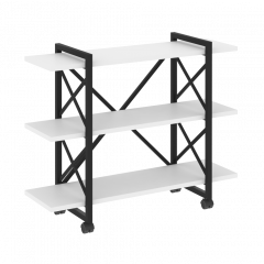 Loft Стеллаж на колесных опорах-3 полки VR.L-MST.K-3.8V Белый бриллиант/Чёрный металл 1200*400*968