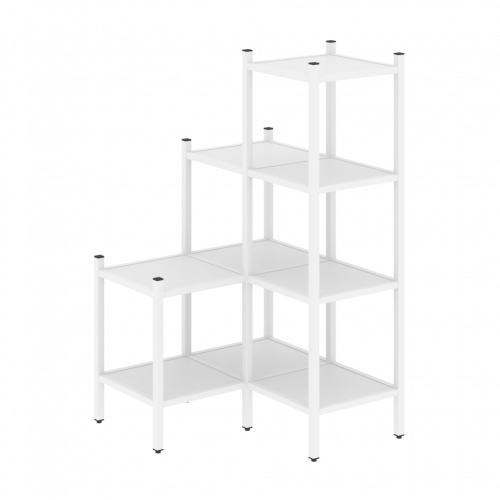 Loft Угловой внутренний стеллаж наборный VR.L-36 Белый бриллиант/Белый металл 862*862*1458