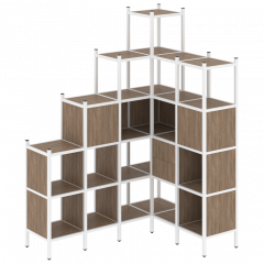 Loft Угловой внутренний стеллаж наборный VR.L-44 Дуб аризона/Белый металл 1694*1278*2280