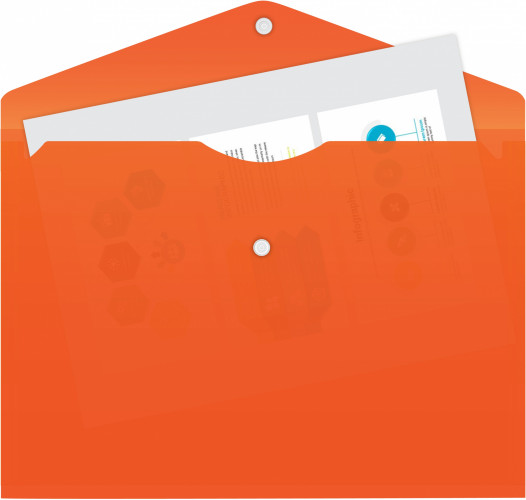 Конверт на кнопке Бюрократ -PK803ANOR A4 непрозрачный пластик 0.18мм оранжевый