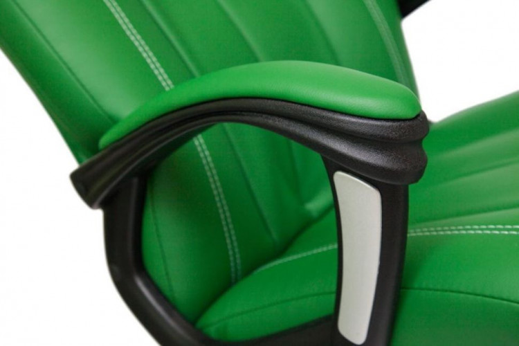 Кресло BOSS (хром), кож/зам, зеленый/зеленый перфорированный, 36-001/36-001/06