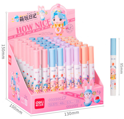 Грифель Deli S1373 0.5мм 2B пластик ассорти