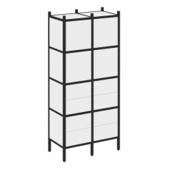 Loft Прямой стеллаж наборный VR.L-04 Белый бриллиант/Чёрный металл 862*446*1869