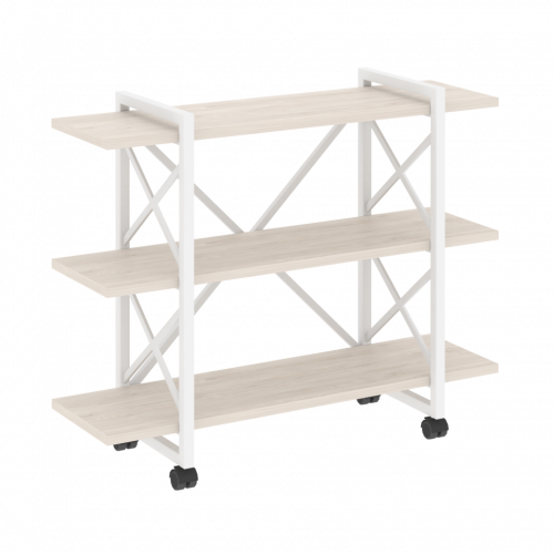 Loft Стеллаж на колесных опорах-3 полки VR.L-MST.K-3.8V Денвер светлый/Белый металл 1200*400*968