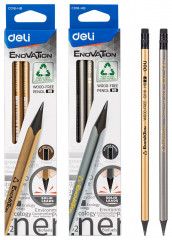 Карандаш ч/г Deli EC018-HB-1 Enovation HB трехгран. пластик карт.кор. (1шт) ластик