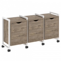 Loft Тумба на колесных опорах наборная. Вариант №5 VR.L-TN-5.K Тиквуд тёмный/Белый металл 1440*460*767