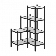 Loft Угловой внутренний стеллаж наборный VR.L-36 Белый бриллиант/Чёрный металл 862*862*1458