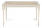 CT 3349 Стол с плиткой, дерево гевея/плитка, 124х84х75см, butter white, Рисунок - " Прованс с бордюром"